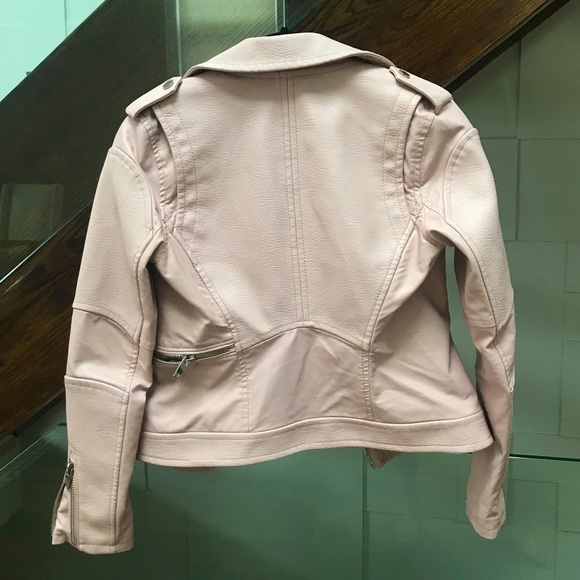 Premium Light Pink Vegan Leather Motorcycle Jacket - Picture 2 of 6